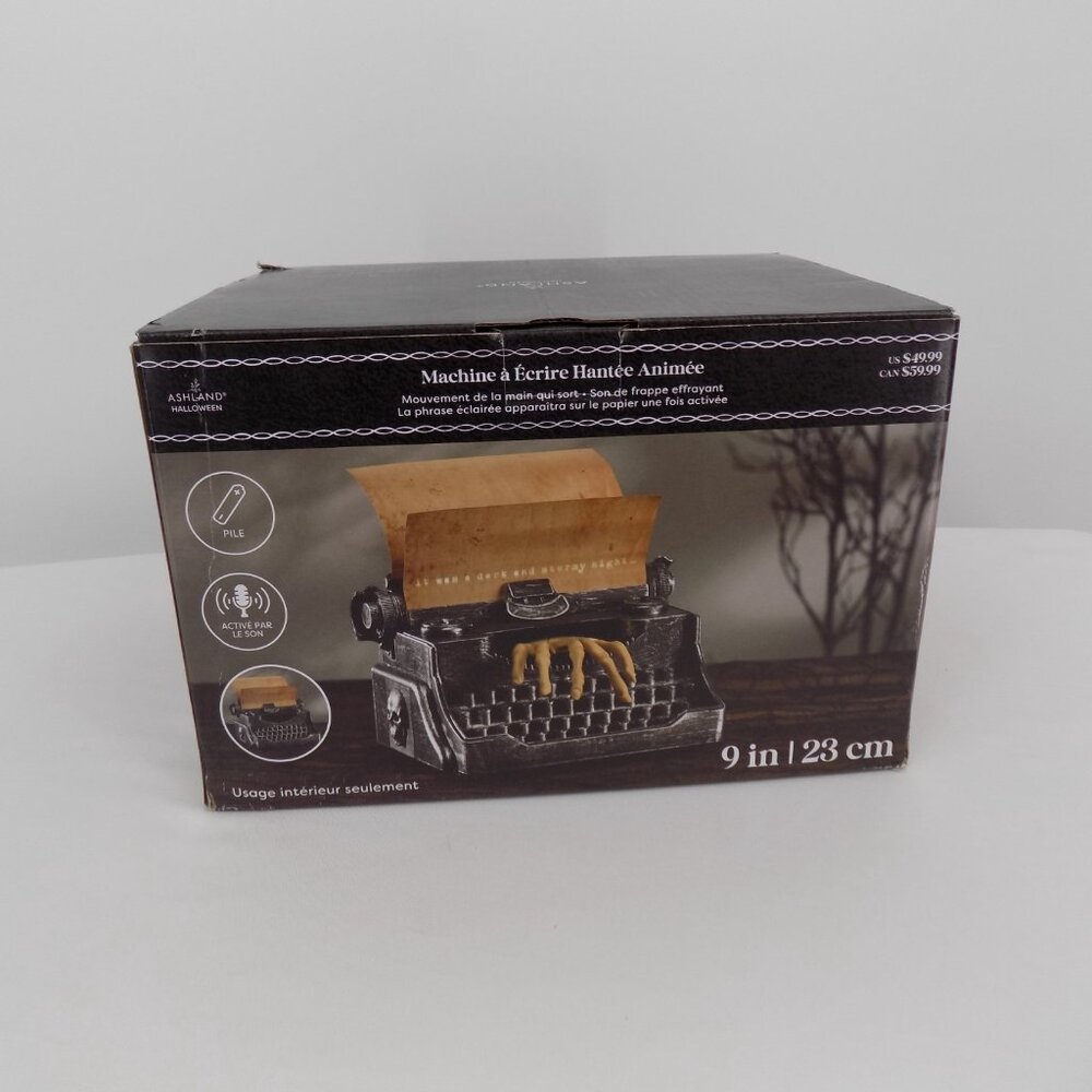Ashland Animated Haunted Typewriter Spooky Typing Sound Pop Out Hand Motion New - Picture 4 of 7